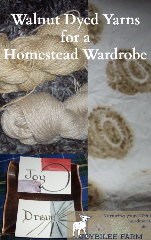 how to dye yarns or fabrics with natural walnut dyes, so that you can create a personal homestead wardrobe.