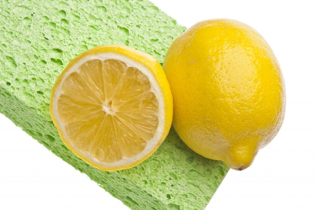 lemons and a sponge are the main ingredients in natural cleaner
