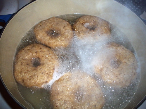Bagels boiling