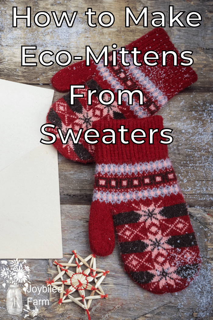 knit mittens on a wooden background