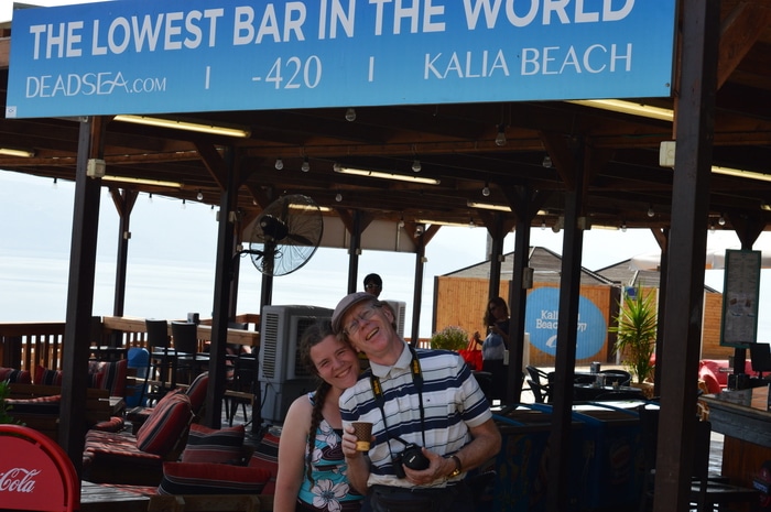 Kalia Beach Dead Sea -- the lowest bar in the world