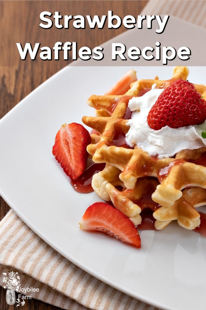 waffles with strawberries and whipped cream