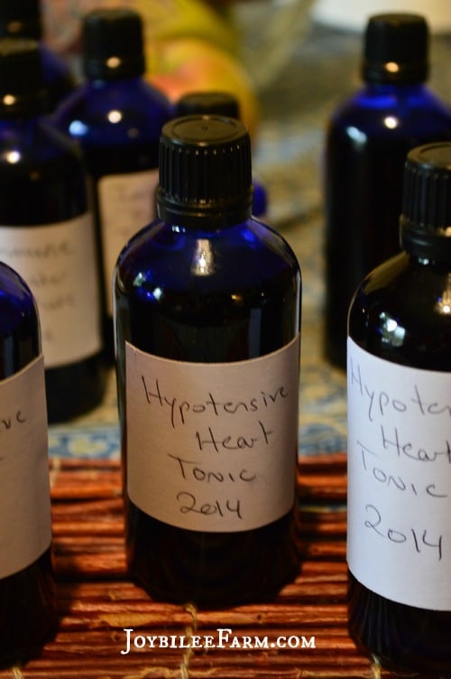 hypotensive heart tonic in apothecary bottles
