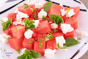 Watermelon Basil Salad with Balsamic Reduction