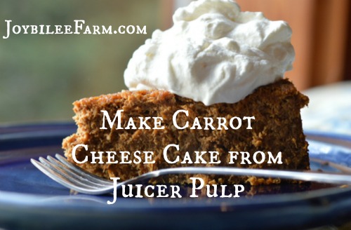 This carrot cheese cake uses the carrot pulp from making carrot juice in the Breville Juice Fountain. To get the pulp, I put the carrots through the juicer, before I add any other fruits or vegetables.