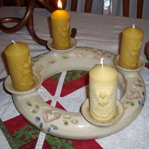 advent wreath with molded candles