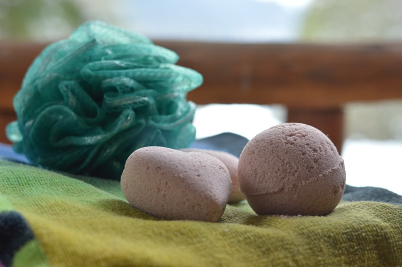 Bath bombs and a body puff