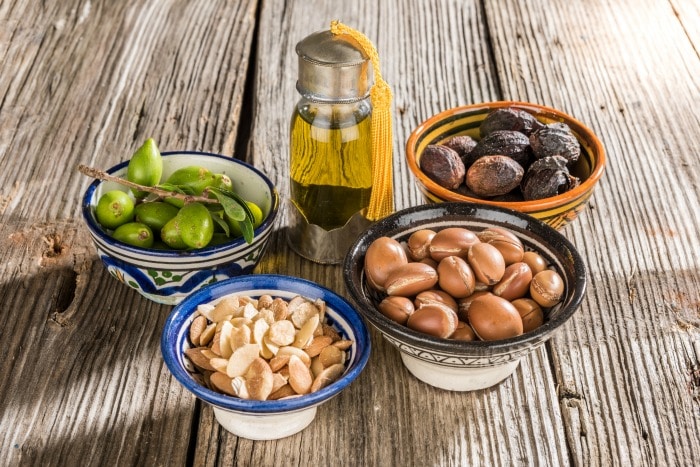 Argan oil is high in antioxidants, rich in tocopherols (vitamin E), medium chain fatty acids, carotenoids, squalene, and oleic acid. Argan oil is scientifically shown to be antitumor, anti-carcinogenic, antioxidant, antiviral, cardio-protective, anti-aging, hepato-protective, anti-diabetic. It reduces cholesterol and is also anti-inflammatory.