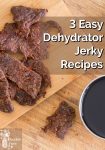 Jerky sitting on a cutting board beside a bowl of marindade