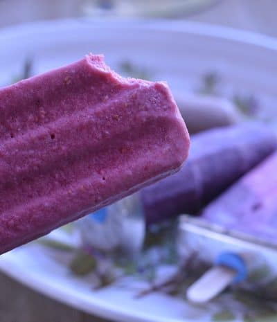 Homemade raspberry ice pops