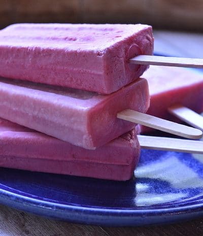 rhubarb popsicles on a plate