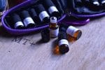 Essential oil bottles in a carrying case
