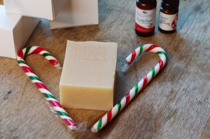 Candy cane soap with essential oils