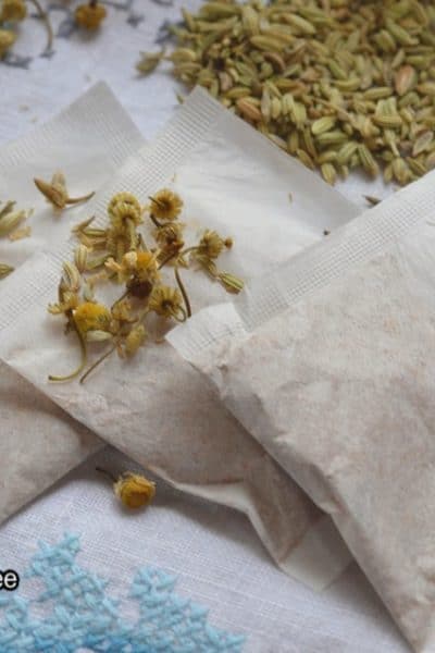 tea bags of chamomile and fennel