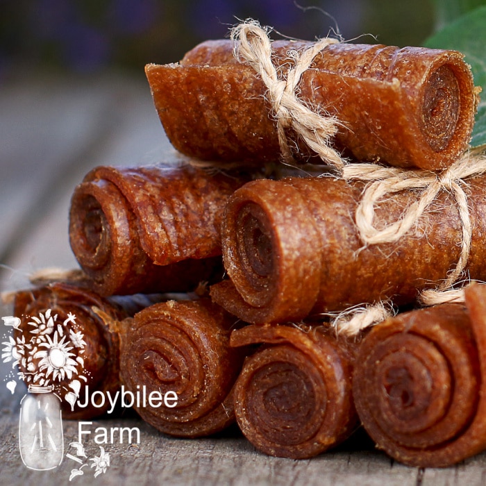 fruit leather rolls tied with twine