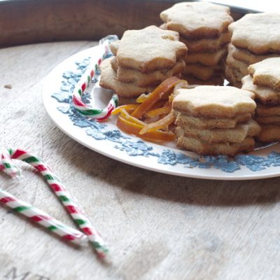 Gluten Free Shortbread Cookies with Candied Orange Peel