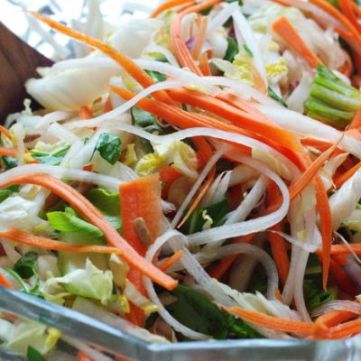 Napa Cabbage Salad with Mung Bean Sprouts and Ginger Dressing
