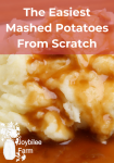 mashed potatoes from scratch with gravy over them