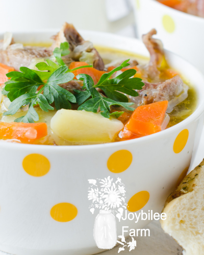 turkey soup in a bowl, homemade turkey soup recipe