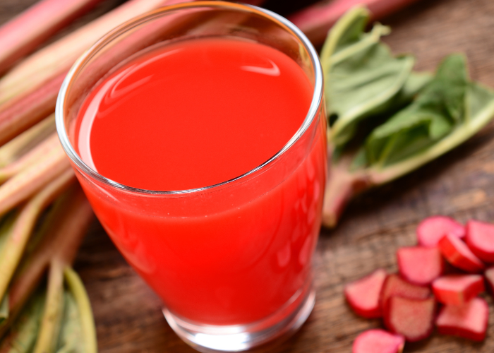 rhubarb juice, a similar color to this rhubarb liqueur recipe